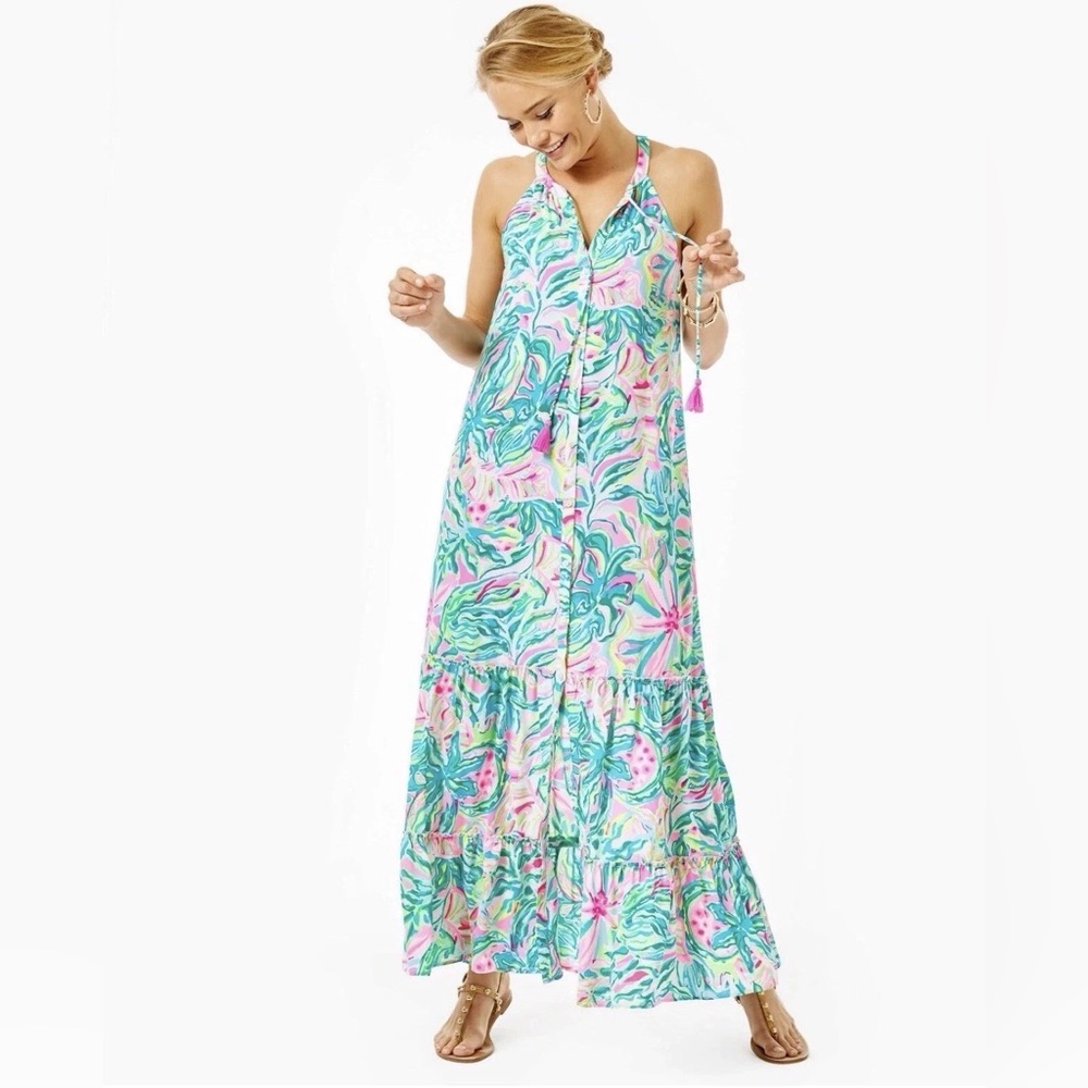 Lilly Pulitzer Luliana One in a Melon Maxi Dress Floral